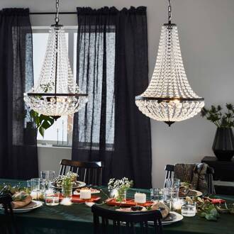 Kroonluchter GRÄNSÖ, zwart, IP20, Ø 40 cm zwart, transparant