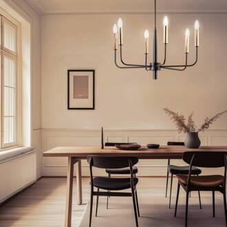 Kroonluchter Hedwig, 6-lamps zwart, goud