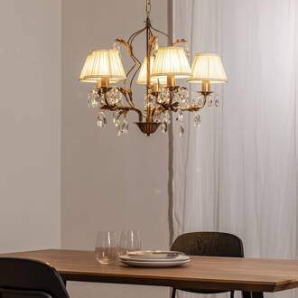 Kroonluchter Karen 5-lamps brons brons, wit