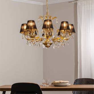 Kroonluchter Karen 8-lamps goud/zwart goud, zwart