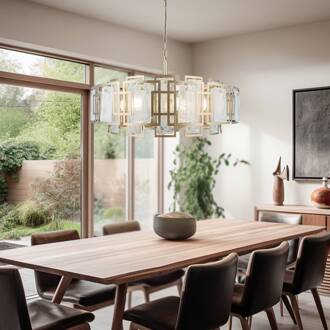 Kroonluchter Karmella, Ø 65 cm antiek messing 8-lamps antiek messing, wit