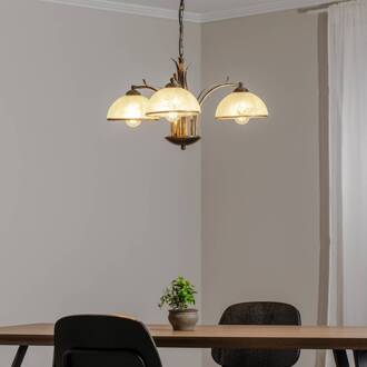 Kroonluchter Korfu, 3-lamps, goudkleurig antiek, Ø 68 cm goudkleurig antiek, albastkleurig