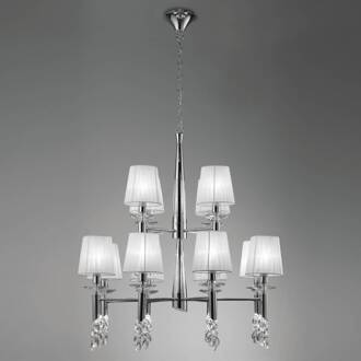 Kroonluchter Lilja 12-lamps chroom, helder, wit