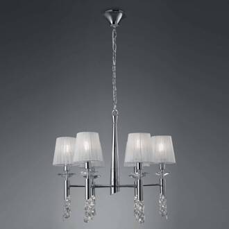Kroonluchter Lilja 6-lamps chroom, helder, wit