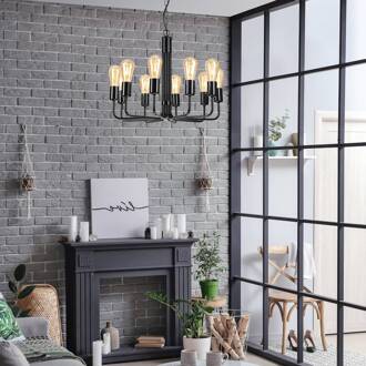 Kroonluchter Malou, 10-lamps, zwart