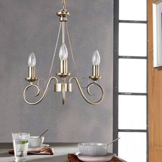 kroonluchter Marnia, 3-lamps, Ø 40 cm, antiek messing, E14