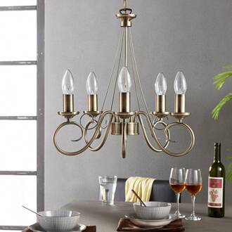 kroonluchter Marnia, 5-lamps, Ø 40 cm, brons antiek, E14 antiek messing