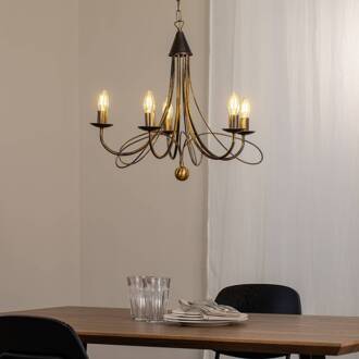 Kroonluchter Milvia, 5-lamps, bronskleurig, metaal