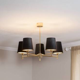 kroonluchter Nita, zwart/goud, 5-lamps zwart, goud
