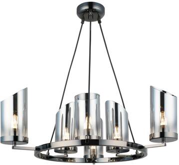 Kroonluchter Padrela, Ø 68 cm, zwart-chroom 6-lamps