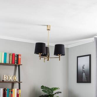 Kroonluchter Polo, 3-lamps, zwart/donker messing zwart, donker messing
