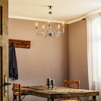 Kroonluchter retro, vijfarmig 75 cm, chroom