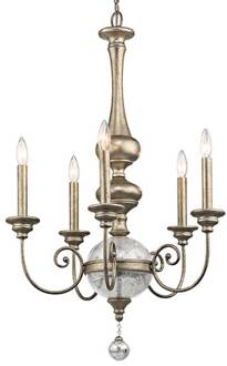 Kroonluchter Rosalie 5-lamps Ø 61 cm goud, wit