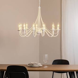 Kroonluchter roze, wit, 12-lamps, metaal