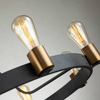 Kroonluchter Silas, zwart, 8-lamps, Ø 82,9cm zwart, messing