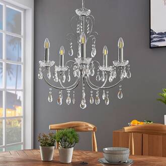 kroonluchter Solveig, Ø 60 cm, 5-lamps, chroom chroom, helder