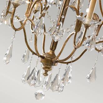 Kroonluchter Valentina, 6-lamps, brons/kristal geoxideerd brons, helder