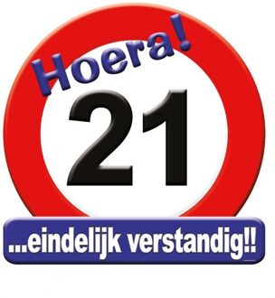 Kroonschild verkeersbord - 21 jaar Multikleur