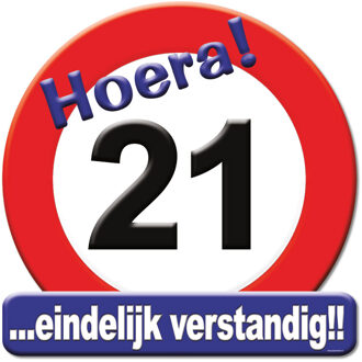 Kroonschild verkeersbord - 21 jaar Multikleur