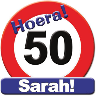 Kroonschild verkeersbord- 50 jaar Sarah Multikleur