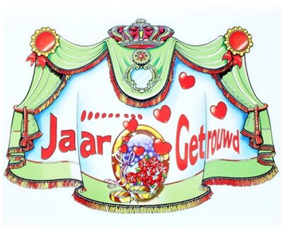 Kroonschild zoveel jaar getrouwd - 47 x 34 cm - karton - huldebord - jubileum - huwelijk