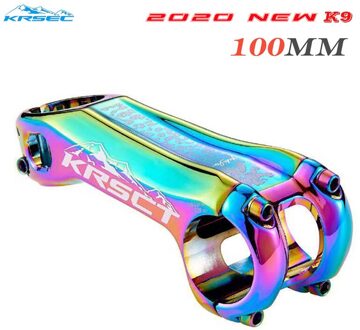 Krsct Fiets Stuurpen Cnc Stuurpen Road Mountainbike Mtb Stuurpen-20 Graden 28.6*31.8Mm 80/90/100Mm Fietsstuur Onderdelen regenboog 100mm