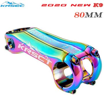 Krsct Fiets Stuurpen Cnc Stuurpen Road Mountainbike Mtb Stuurpen-20 Graden 28.6*31.8Mm 80/90/100Mm Fietsstuur Onderdelen regenboog 80mm