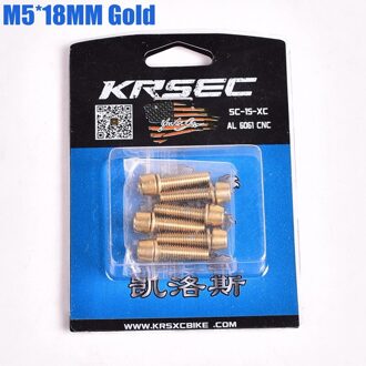 Krsec Titanium-Plated Regenboog Mountain Road Fiets Stuur Fiets Stuur Schroef M5 * 18Mm 304 Roestvrij Stalen Schroef m6 * 18Mm M5X18MM goud