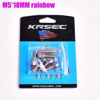 Krsec Titanium-Plated Regenboog Mountain Road Fiets Stuur Fiets Stuur Schroef M5 * 18Mm 304 Roestvrij Stalen Schroef m6 * 18Mm M5X18MM regenboog