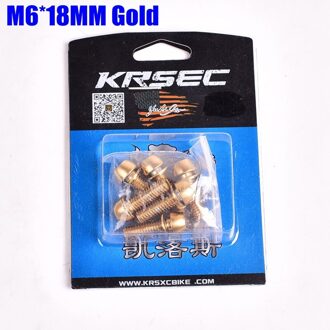 Krsec Titanium-Plated Regenboog Mountain Road Fiets Stuur Fiets Stuur Schroef M5 * 18Mm 304 Roestvrij Stalen Schroef m6 * 18Mm M6X18MM goud