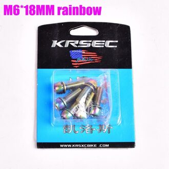 Krsec Titanium-Plated Regenboog Mountain Road Fiets Stuur Fiets Stuur Schroef M5 * 18Mm 304 Roestvrij Stalen Schroef m6 * 18Mm M6X18MM regenboog