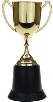 Kruger Gouden trofee/prijs beker met oren - 22 cm - met ruimte voor tekst - Fopartikelen Goudkleurig