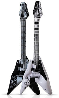 Kruger - Opblaas gitaren 10x stuks - Zwart/wit 100 cm lang - muziekinstrumenten