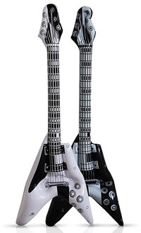 Kruger Opblaas gitaren setje van 2x stuks - Zwart en wit van 100 cm lang - muziekinstrumenten