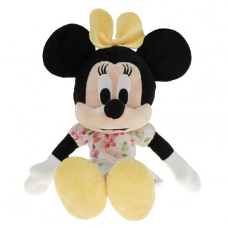 Kruger Pluche Disney Minnie Mouse knuffel 30 cm geel met bloemen jurkje - Knuffeldier Multikleur