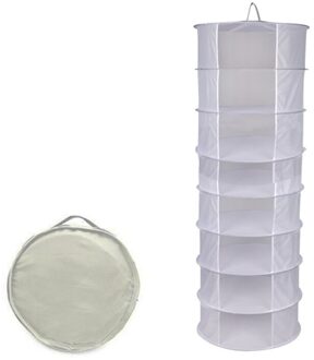 Kruid Drogen Netto 8 Lagen Opvouwbare Opknoping Mand Droog Rek Zak Mesh Droger Voor Kruiden Bloemen Planten Bud wit