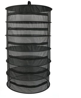 Kruid Drogen Vouwen Visnet Opknoping Mand 4/6/8 Lagen met Rits Vouwen Droge Rack Bag Mesh voor Kruiden Bloemen Knoppen Planten zwart / 4 Layers