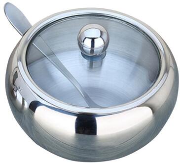 Kruiden Tank + Lepel/Set Huishoudelijke Dikkere Rvs Tank Koffie Jam Deksel Zout Lepel Kom Suiker Doos Keuken koken Tool