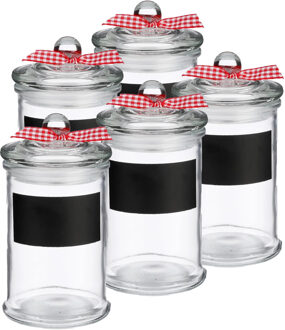 Kruidenpotje/voorraadpotje met krijtvlak - 5x - 350 ml - glas
