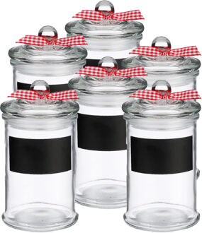Kruidenpotje/voorraadpotje met krijtvlak - 6x - 350 ml - glas