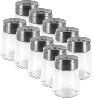 kruidenpotjes - 10x - glas - 80 ml - transparant - met strooier
