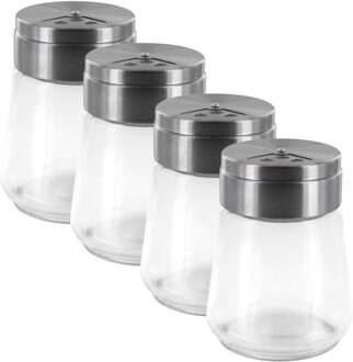 kruidenpotjes - 4x - glas - 80 ml - transparant - met strooier