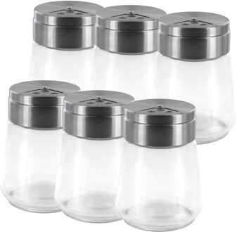 kruidenpotjes - 6x - glas - 80 ml - transparant - met strooier