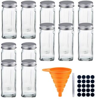 Kruidenpotjes Set Glas Spice Potten Glazen Zout En Peper Shakers Distributie Kruiden Organizer 8/10/12/14/Pcs 12 stk