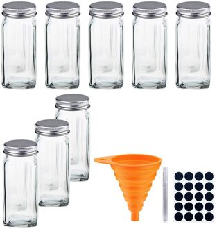 Kruidenpotjes Set Glas Spice Potten Glazen Zout En Peper Shakers Distributie Kruiden Organizer 8/10/12/14/Pcs 8 stk