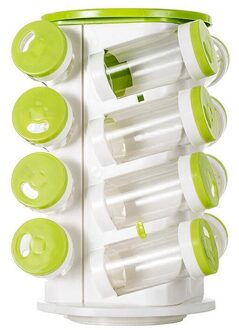 Kruidkruik Peper Shaker Doos Kruiden Blikjes Peper Zout Cruet Plastic Fles Keuken Kruidenrek Set 16Pcs Potten + 1Pc Rack Holder