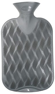 Kruik - grijs ribbel - 2 liter - kunststof - warmwaterkruik - waterkruik - warmtekruik