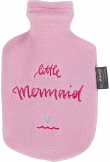 Kruik met badstof hoes met tekst Little Mermaid 0,8 liter - Kruiken Roze