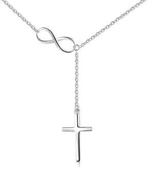 Kruis & Infinity Solid 925 Sterling Zilveren Hanger Ketting Vrouwen Fijne Sieraden Beste Kerstcadeau Voor Dames (Lam Hub fong)