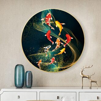 Kruissteek Kits Borduren Handwerken Sets 11CT Water Oplosbare Canvas Gedrukte Patronen 11CT Negen Vis Lucky Home Decor 11CT katoen 50x50cm